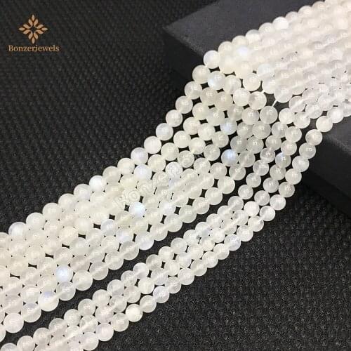 Natural Blue Moonstone AAA Smooth Round Loose Spacer Beads For Diy Jewelry Making Creation Bracelet Necklace 15Inches 6/8/10mm