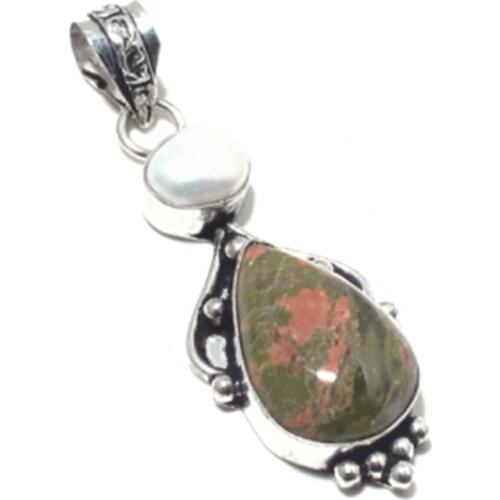 Nature Unakite Silver Overlay over Copper women Jewelry gift