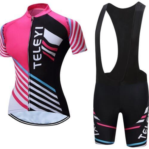 Newest Cycling Jersey Women MTB Short Sleeve Bicycle Shirts Ropa Ciclismo Cycling Clothing Sets Gel Pad Uniform Bike Jersey Set
