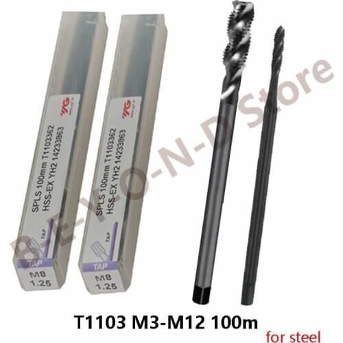 5pcs Original YG-1 T1103 Taps M3*0.5 M5*0.8 M8*1.25 M10*1.5 M12*1.75 100mm Machining of Carbon Steel and Alloy Steel Tapping CNC