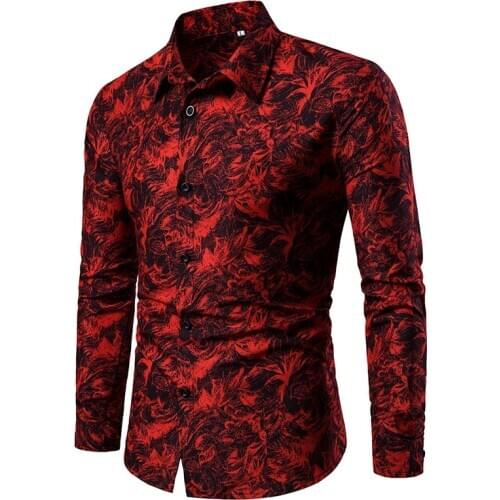 Autumn and winter mens shirt printed long-sleeved shirt men shirt camisas hombre chemise homme shirt men off white camis