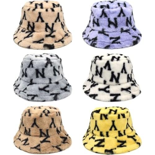 Bucket Hats Sunday Angora Yarns Made Fisherman with Letter Pattern in Winter Autumn