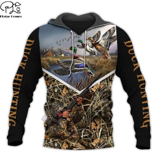 PLstar Cosmos New Fashion Duck Hunting Animal Hunter Camo Tattoo Autumn Jacket Tracksuit Pullover 3DPrint Men/Women Hoodies A-11