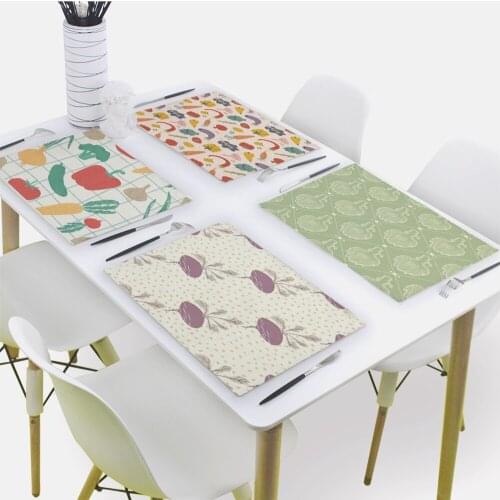 Vegetable print Placemat for Dining Table Plant pattern Drink Coasters 32x42cm Rectangle Coaster Tableware Mat Kitchen Decorat