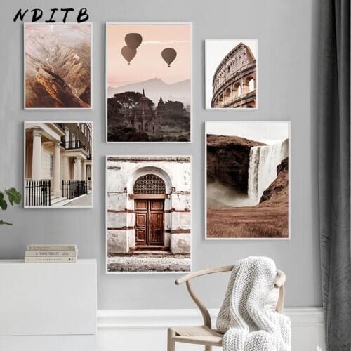 Scandinavian Style Poster Rome Retro Architecture Landscape Painting Canvas Print Nordic Decoration Wall Picture Home Room Decor