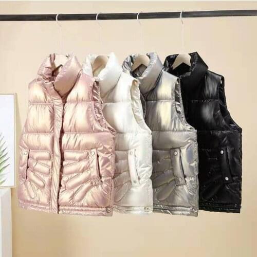 Пуховик женский Autumn Winter Down Jacket Female 2021 Casaco Feminino Glossy 3D Design Womens Coat Loose Sleeveless Jackets