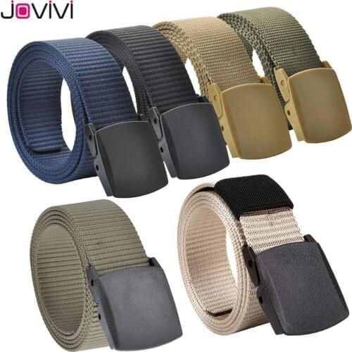 Jovivi Newest 1pc Men Nylon Belt Canvas Tactical Military Plastic Buckle Strap Waistband Plain Web Fashion Belts Birthday Gift