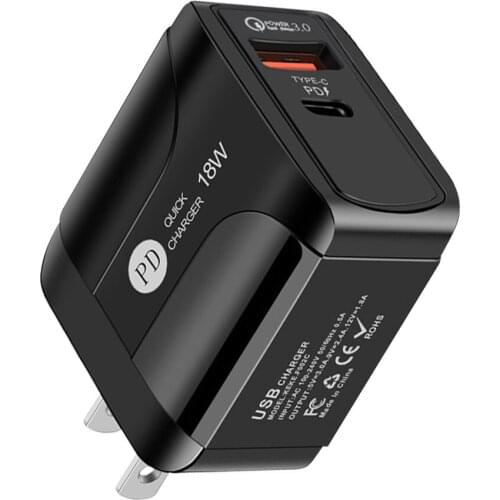 Fast PD USB Charger For iPhone 12/Pro Max 18W/3A QC3.0 Phone Quick Power Adapter Portable Fast Charging Travel Wall Chargers