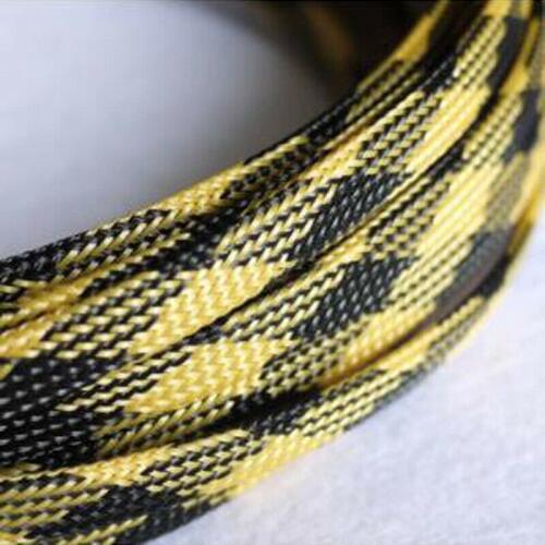 1-50Meters 3-16mm Black & Yellow Snakeskin Mesh Wire Protecting Nylon Tight PET Expandable Insulation Sheathing Braided Sleeves