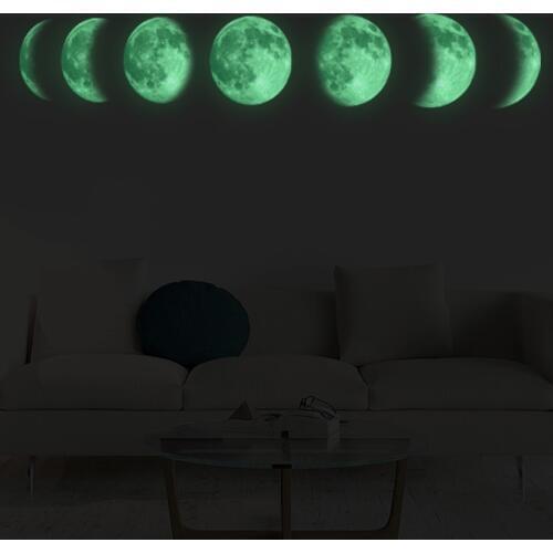 Luminous Moon phase 3D Wall Sticker living room wall decoration Mural Art Decals background decor Glow in the dark stickers