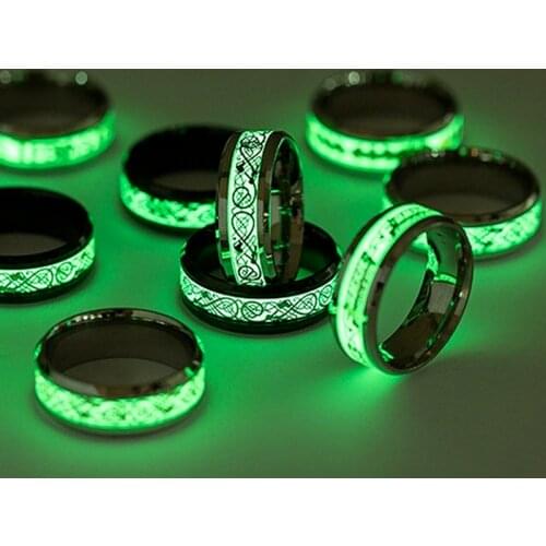 Luminous Dragon Ring Stainless Steel Fluorescent Ring Plus Size Finger Rings Couple Jewelry for Lovers Friends Gift