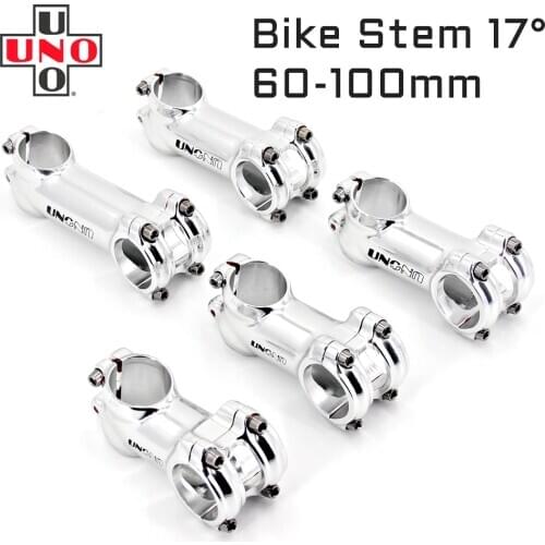 UNO Stem 17 degree MTB Road Bike Bicycle Bar Stems 31.8*60-100mm Silver Ultralight Stem Aluminium Bicycle Handlebar Stem Parts