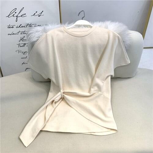 2021 women fashion Irregular short-sleeved T-shirt top hq20210811
