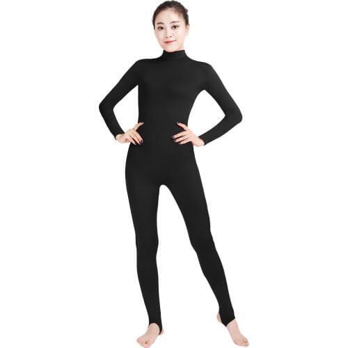 Ensnovo Womens Long Sleeve Unitard Nylon Spandex Yoga Dancewear Nude Bodysuit Black Unitards Costume