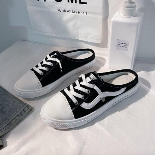 Women Sneakers Fashion Womans Casual Sport Shoes for Women New Comfort Vulcanized Baotou Half-drag Lazy Sneakers Canvas Shoes