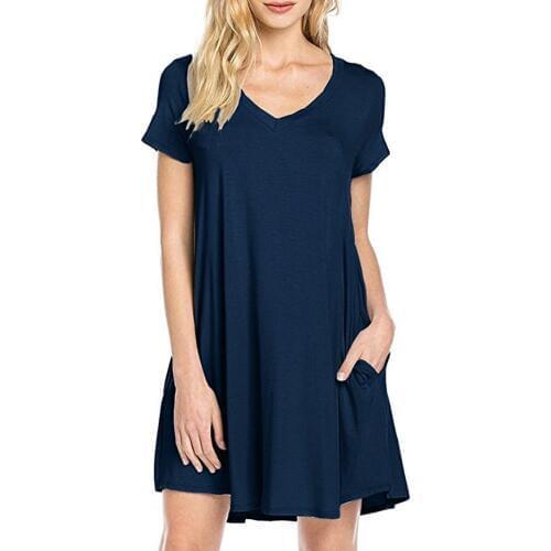 Maternity Dresses Casual V-neck Candy Colors Pocket Sport Dress Plus Size Pregnancy Clothings
