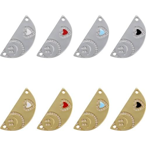 ZHUKOU semicircle heart smiley face pendant enamel geometric pendant for handmade necklace jewelry accessories wholesale VD982