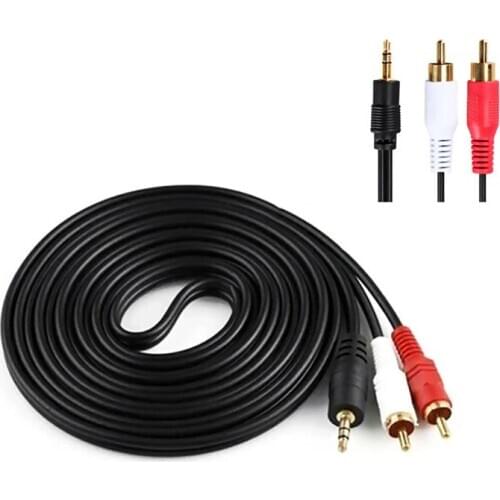 1.5M 3.5 MM Male Jack to AV 2 RCA Male Stereo Music Audio Cable Cord AUX for Mp3 Pod Phone TV Sound Speakers