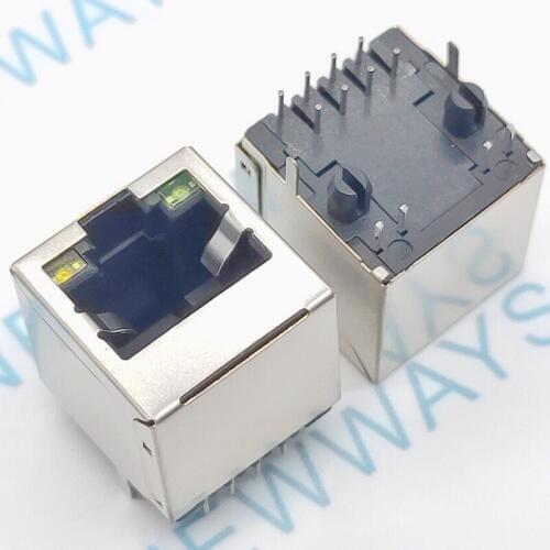 10Pcs/Lot Copper 5224 Rj45 Socket With Lamp Network Socket 8P8C Dip Shielding Socket