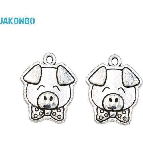 10PCS Tibetan Silver Plated Pig Charms Pendants for Bracelet Necklace Jewelry Making DIY Handmade Craft 20x15mm