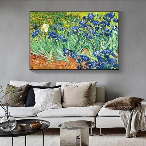 100% Hand Painted Van Gogh Famous Impressionist Artist Handmade Oil Paintings Iris Abstract Room Decor Wall Pictures Frameless