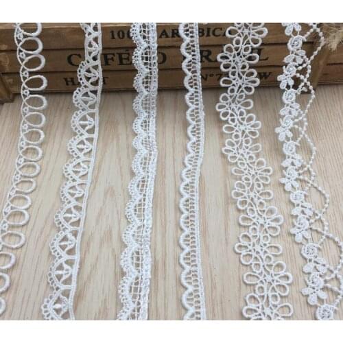 14 Yards White Water Soluble Lace Trim Applique Polyester for Clothes Home Textiles Apparel Sewing Lace Fabric Free Shipping
