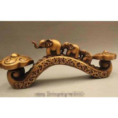 16" China Dynasty Palace Auspicious Lucky Ru Yi Two Elephant Statue