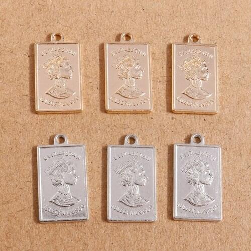 20pcs 12*22mm Metal Alloy Portrait Letter Charms for Jewelry Making DIY Earrings Pendants Necklaces Handmade Jewelry Crafts