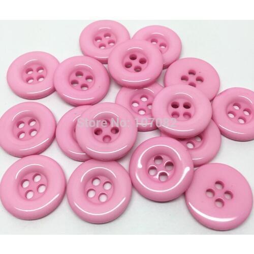 200pcs 18mm Pink Sewing Buttons Resin Round Button With 4 Holes For Scrapbooking Cardmaking Embellishments