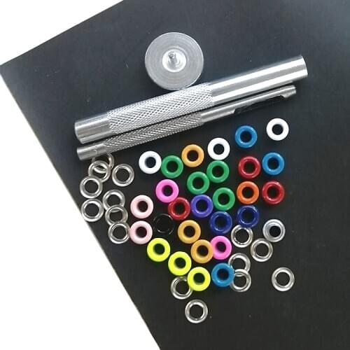 50Pcs+1set tools 4-10mm Metal Eyelets with Grommet for Leathercraft Shoe Belt DIY Scrapbooking Cap Bag Tag Clothes Accessories
