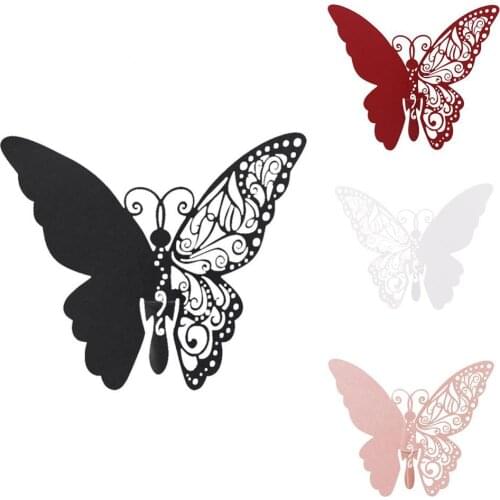 50Pcs Hollow Butterfly Wine Glass Name Place Paper Card Wedding Party Decoration DIY bar seat decoration Butterfly paper card