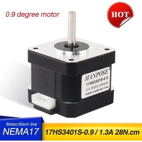 Free shipping Quality 17HS3401S 0.9 degree Nema 17 Stepper Motor 42 motor 42BYGH 1.3A for CE ROSH ISO CNC Laser and 3D printer