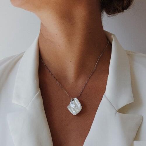 Baroqueonly natural pearl white flower pearl pendant chain with 925 sterling silver chain adjustable choker gift NZA