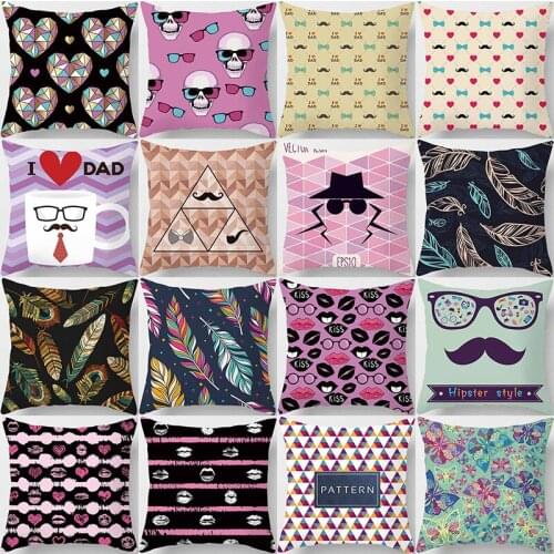 Skull with sunglasses Three-dimensional geometric heart pillow cases short plush high quality square thick pillow case covers