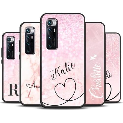 PERSONALISED name initial pink marble Case For POCO X3 Pro F1 F2 F3 M3 Coque For Xiaomi Mi 11 Note 10 Lite Mi 11 Ultra 10T Pro