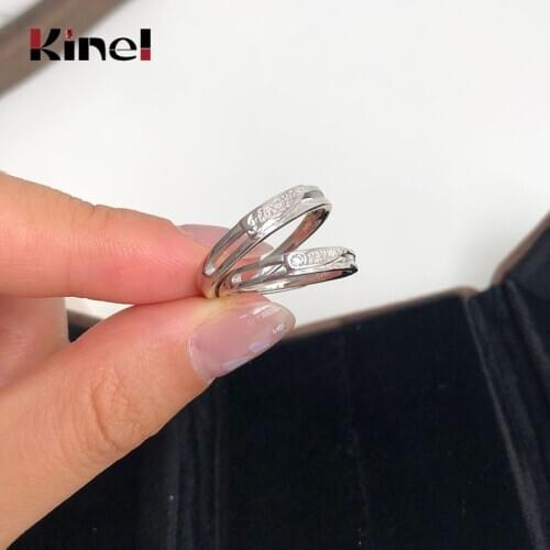 Kinel A Pair 1314 Letter Rings S925 Silver Zircon Lovers Jewelry Ring for Women Men Elegant Simple Wedding Engaged Gift
