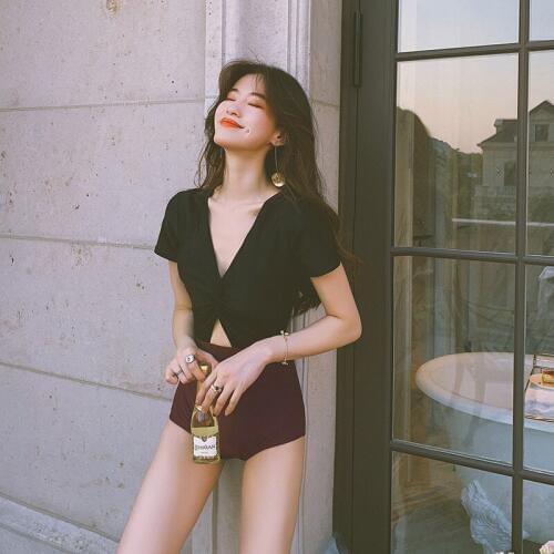 Swimwear For Girls Swimsuits Women Summer 2019 Womens Bathing Suit New Sexy Coloured Short Long Sleeve Back Swimming Spandex