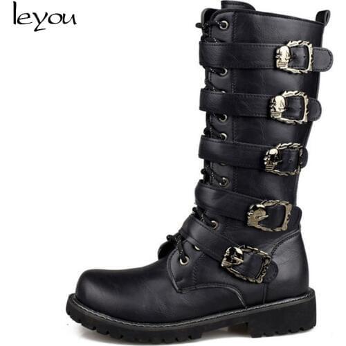 Leyou Men's Motorcycle Boots