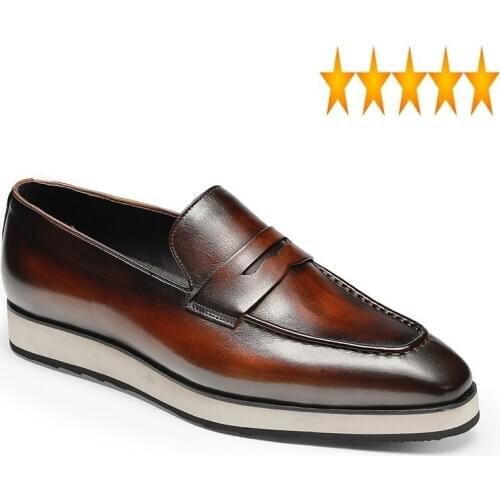 Loafers Men Leather Retro Real Brand Business Formal Casual Platform Sneakers Slip-On Luxury Wedding Party Shoes 37-44