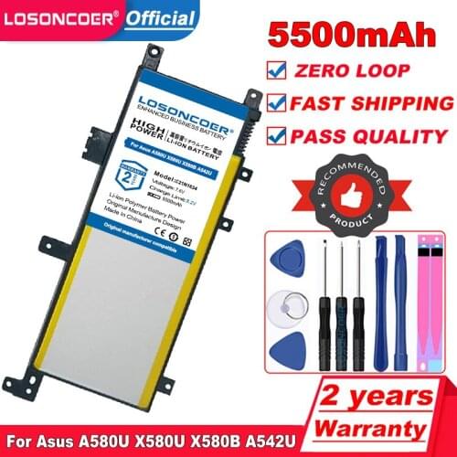 LOSONCOER High Quality C21N1634 Laptop battery For Asus A580U X580U X580B A542U R542U R542UR X542U V587U FL5900L FL8000U