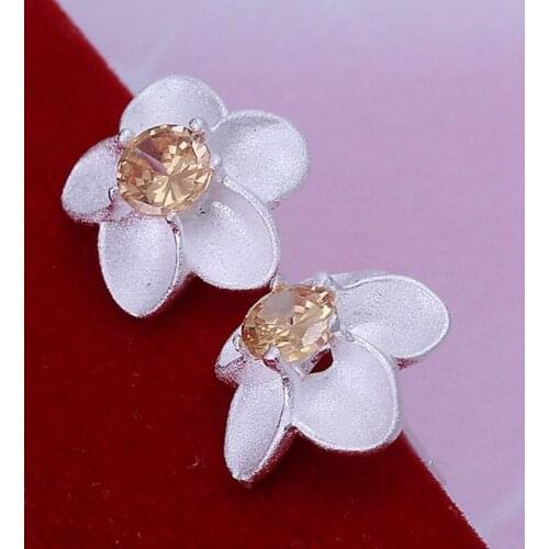 Fashion jewelry Earring For Women, Plated Earrings Yellow Stone Rose Earrings E178 /ANXSVYUA NIMIYFML silver color