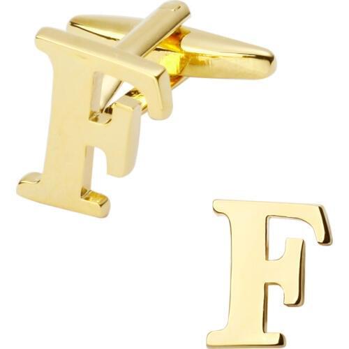 New high quality brass plated letters F Cufflinks Mens Jewelry shirt cuff Cufflinks twins English letters