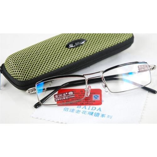 Classic Men Titanium Alloy Blue Coated Lenses Business Double Bridge Reading Glasses +4.5 +5 +5.5 +6 +6.5 +7 +7.5 +8 to +12