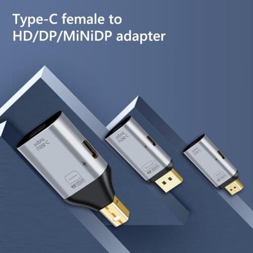 Type-C Female to HDMI-compatible DisplayPort Mini DP Male Adapter 4K 60Hz Video Converter for Windows Android Laptop