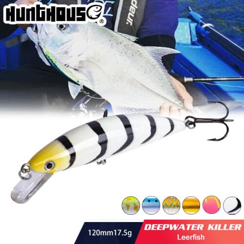 Hunthouse sinking minnow fishing lure hard artificial bait 120mm 44g for sea bass 3D eyes leurre pescar for fishing