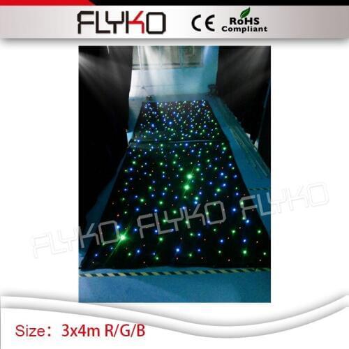 R/G/B 3m high by 4m width wedding party show star curtain light twilking led curtain