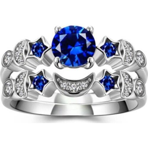 Luxury Crystal Zircon Anillos Silver Moon Rings Set for Women Jewelry Wedding Statement Ring Engagement Valentines Day Gifts