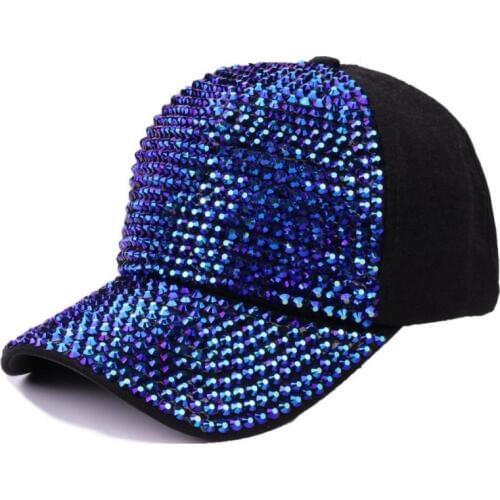 Seioum WomenS Rhinestone Hats Luxury Female Baseball Cap Bling Colorful Diamond Cap Swag Casquette Girl Snap Back Gorras 8color