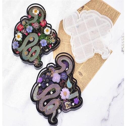 1pcs Serpentine Pattern Salver Silicone Mold For Resin UV Epoxy Crafts DIY Ashtray Storage Dish Tray Totem Home Decoration