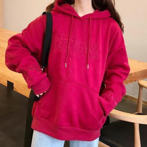 Zuolunouba Fashion Casual Loose Long-sleeved Women Hoodies Sweatshirt Embroidered Harajuku Female Thick Section Pullover